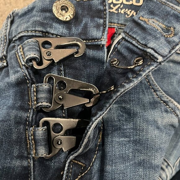 PARASUCO BRADY Edgy Street-Wear JEANS w/ SLING TOGGLE LATCH FLY CLOSURE Sz 30X29 - Picture 3 of 15